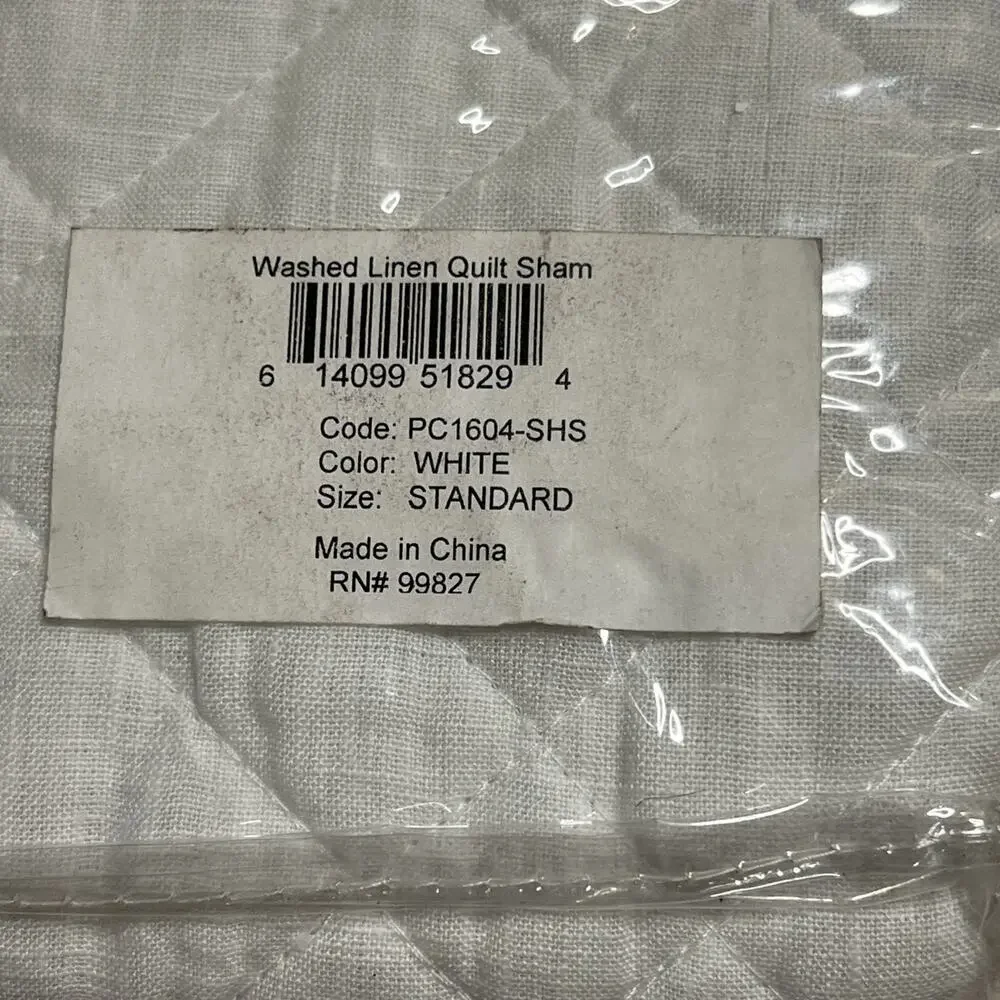 Annie Selke Pine Come Hill Washed Linen & Cotton Quilted Sham Standard White